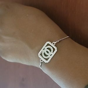 Faux Pearl and Rhinestone Adjustable Bracelet/Anklet